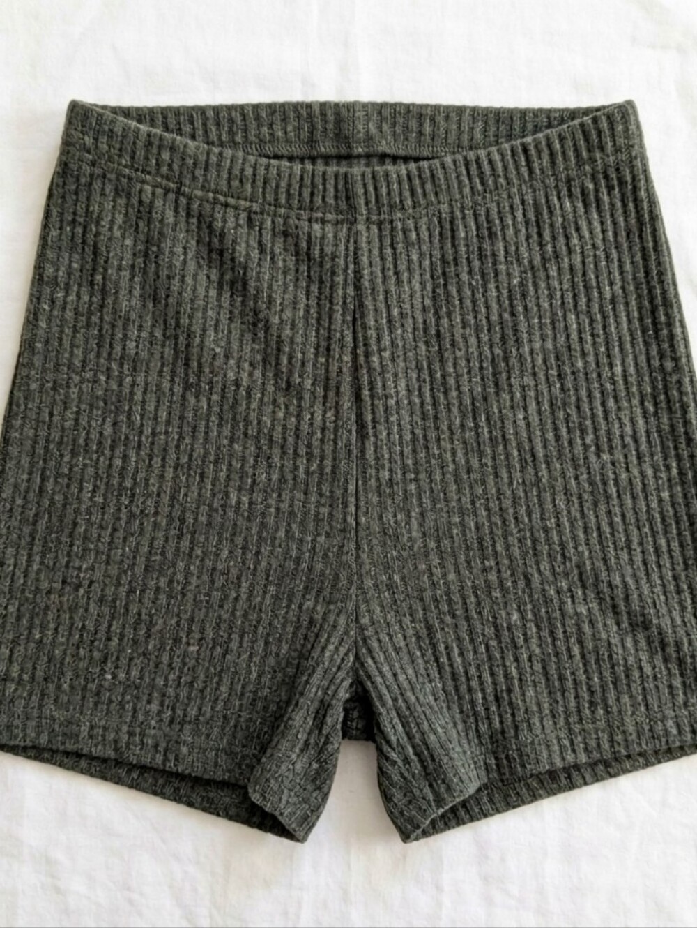 Olive Green Ribbed Knit Shorts -  She+Sky Comfy Shorts Year Round Size Small